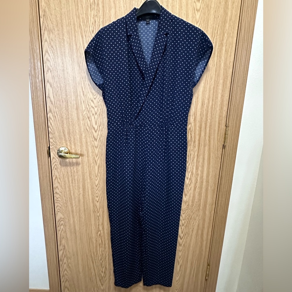 J.Crew Blue Mini Dot Design Sleeveless Jumpsuit Women’s 4